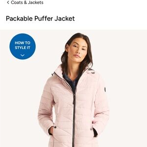 Nautica Women's Soft Pink Puffer Jacket